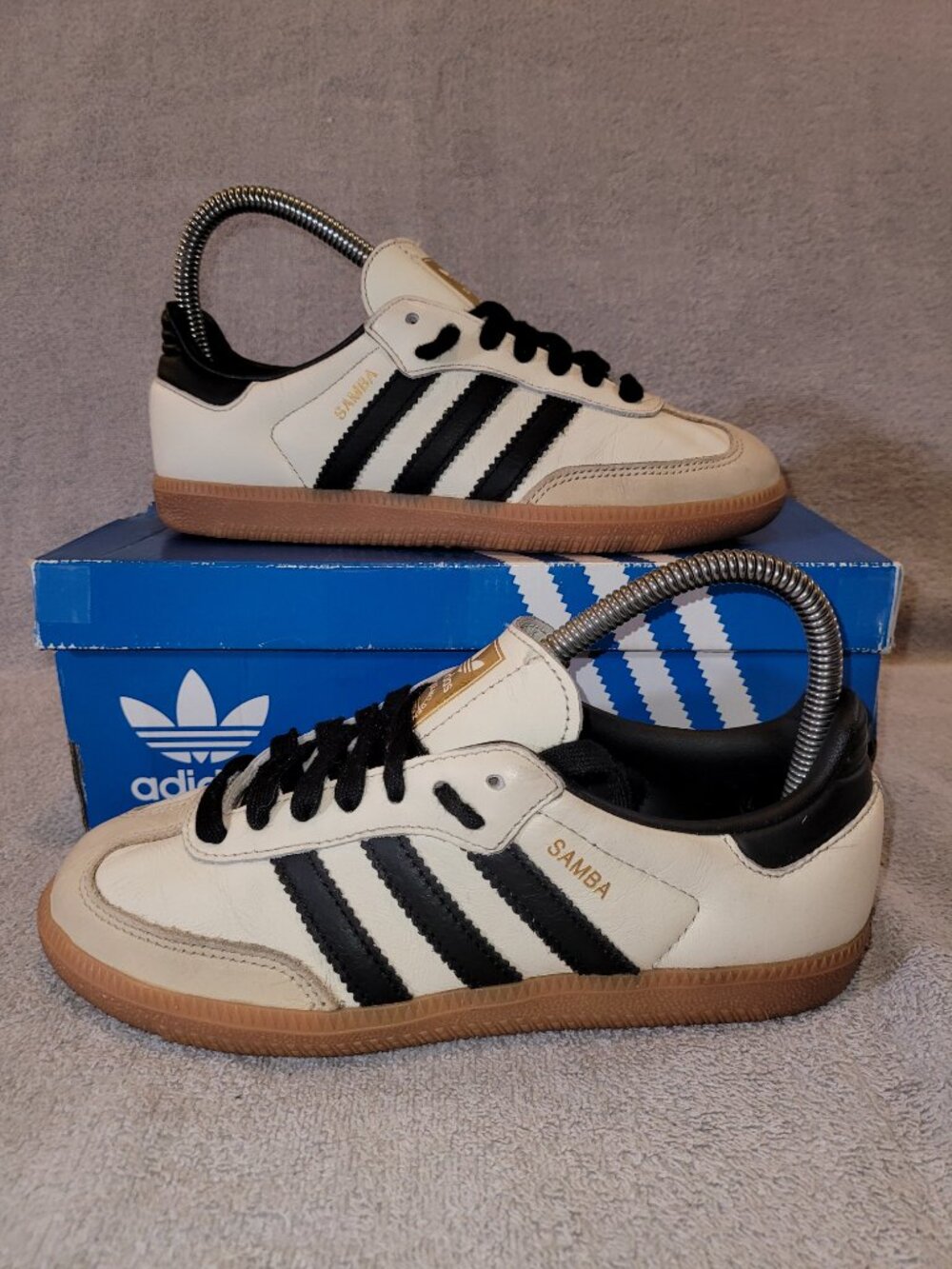 Adidas Samba OG Off White Sand Strata Black Tan Sneakers ID0478 Women's Size 4.5